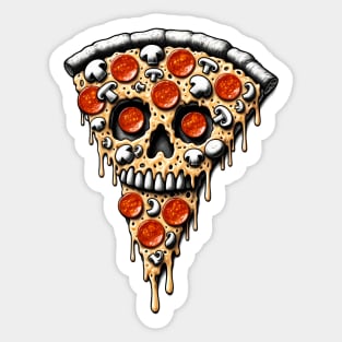 Pizza Skull Face, Funny Pizza Lover, Halloween Sticker